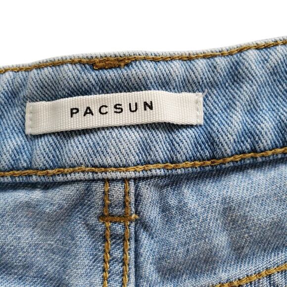 PacSun Light Blue Ripped Denim Mom Shorts Size 26 - Picture 6 of 16